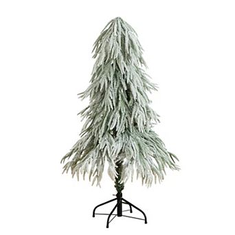 Nearly Natural 4-ft. Flocked Down Swept Artificial Christmas Tree with LED Lights