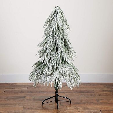 Nearly Natural 4-ft. Flocked Down Swept Artificial Christmas Tree with LED Lights