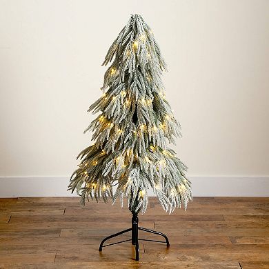 Nearly Natural 4-ft. Flocked Down Swept Artificial Christmas Tree with LED Lights