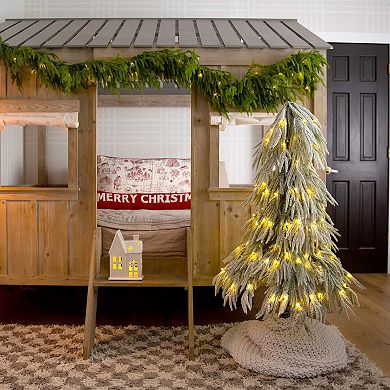 Nearly Natural 4-ft. Flocked Down Swept Artificial Christmas Tree with LED Lights