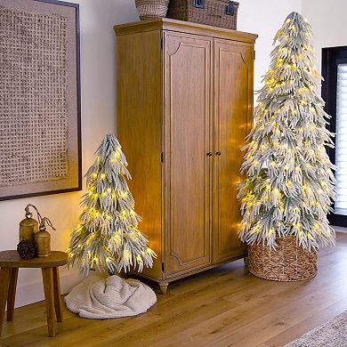 Nearly Natural 4-ft. Flocked Down Swept Artificial Christmas Tree with LED Lights