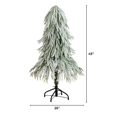 Nearly Natural 4-ft. Flocked Down Swept Artificial Christmas Tree with LED Lights