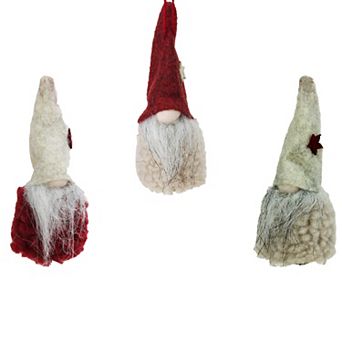 Northlight 3 pc Plush Gnome Christmas Ornaments Set