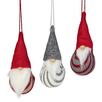 Northlight Santa Gnome Christmas Ornaments 4.75-Inch Set of 3