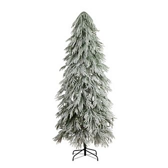 Nearly Natural 7-ft. Flocked Down Swept Artificial Christmas Tree with LED Lights