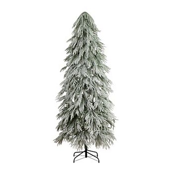 Nearly Natural 7-ft. Flocked Down Swept Artificial Christmas Tree with LED Lights