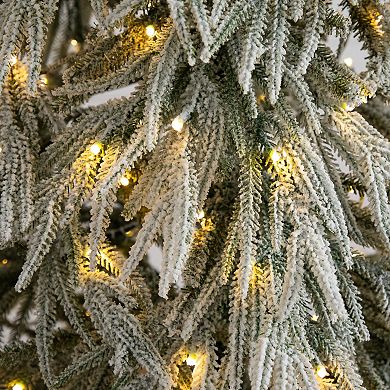 Nearly Natural 7-ft. Flocked Down Swept Artificial Christmas Tree with LED Lights