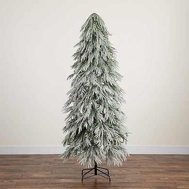 Nearly Natural 7-ft. Flocked Down Swept Artificial Christmas Tree with LED Lights