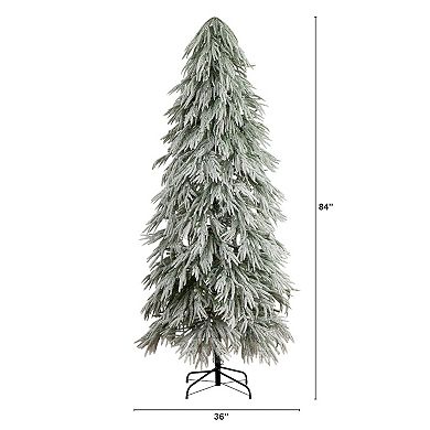 Nearly Natural 7-ft. Flocked Down Swept Artificial Christmas Tree with LED Lights