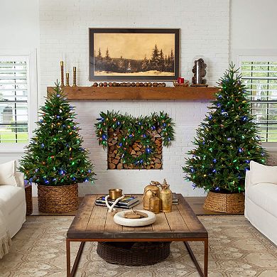 Nearly Natural 6-ft. Pre-Lit Artificial Luxembourg Pine Christmas Tree with LED Lights