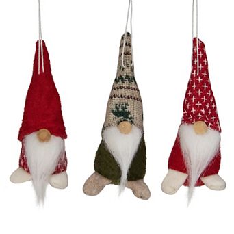 Northlight Santa Gnome Christmas Ornament Set of 3 - 4.25 Inches