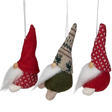 Northlight Santa Gnome Christmas Ornament Set of 3 - 4.25 Inches