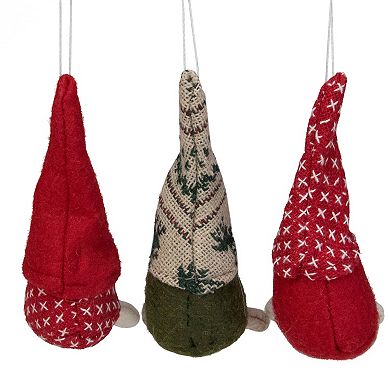 Northlight Santa Gnome Christmas Ornament Set of 3 - 4.25 Inches