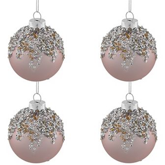 Northlight Beaded & Sequined Glass Ball Christmas Ornament Set of 4