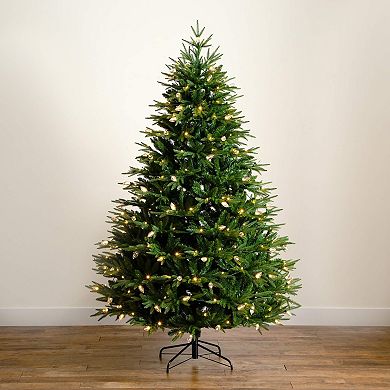 Nearly Natural 7-ft. Pre-Lit Artificial Luxembourg Pine Christmas Tree with LED Lights