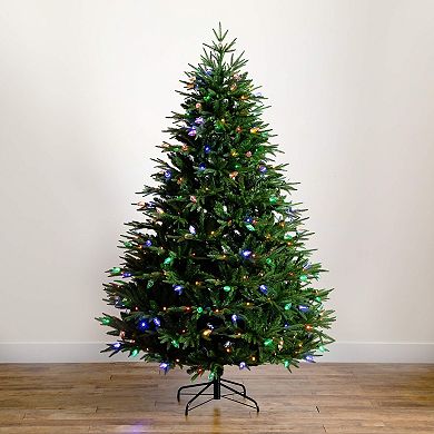 Nearly Natural 7-ft. Pre-Lit Artificial Luxembourg Pine Christmas Tree with LED Lights