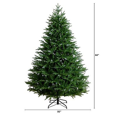 Nearly Natural 7-ft. Pre-Lit Artificial Luxembourg Pine Christmas Tree with LED Lights