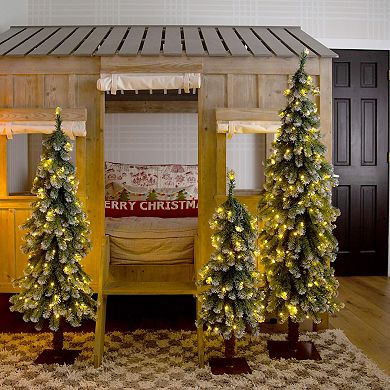 Nearly Natural Pre-Lit Artificial Christmas Tree Set with Warm LED Lights - Set of 3