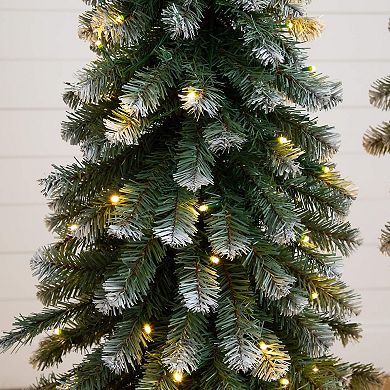 Nearly Natural Pre-Lit Artificial Christmas Tree Set with Warm LED Lights - Set of 3