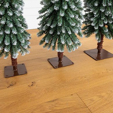 Nearly Natural Pre-Lit Artificial Christmas Tree Set with Warm LED Lights - Set of 3