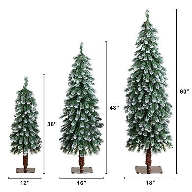 Nearly Natural Pre-Lit Artificial Christmas Tree Set with Warm LED Lights - Set of 3