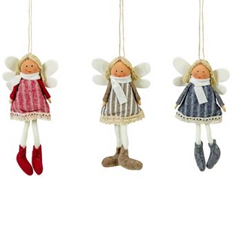 Northlight Angel Doll with Wings Christmas Ornament Set of 3 - 6 in