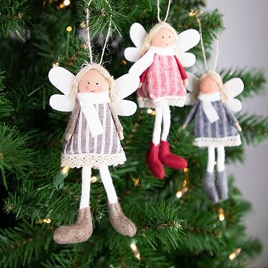 Northlight Angel Doll with Wings Christmas Ornament Set of 3 - 6 Inches