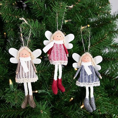 Northlight Angel Doll with Wings Christmas Ornament Set of 3 - 6 Inches