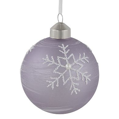 Northlight 3-Pk. Glass Ball Christmas Ornaments with Snowflakes 3 Inches