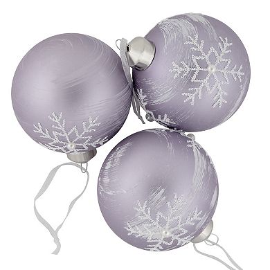 Northlight 3-Pk. Glass Ball Christmas Ornaments with Snowflakes 3 Inches