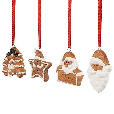 Northlight Set of 4 Santa Claus Gingerbread Christmas Ornaments 2.5 Inches