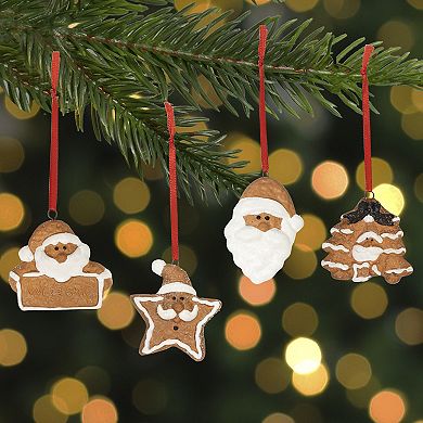 Northlight Set of 4 Santa Claus Gingerbread Christmas Ornaments 2.5 Inches