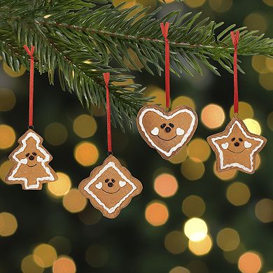 Northlight Gingerbread Heart, Star, Tree & Diamond Christmas Ornament Set of 4