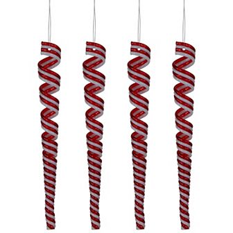 Northlight Pack of 4 Candy Curls Christmas Ornaments 7 in