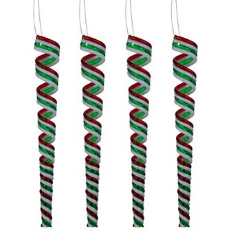Northlight Pack of 4 Candy Curls Christmas Ornaments 7 in