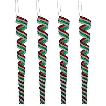 Northlight Pack of 4 Candy Curls Christmas Ornaments 7 in