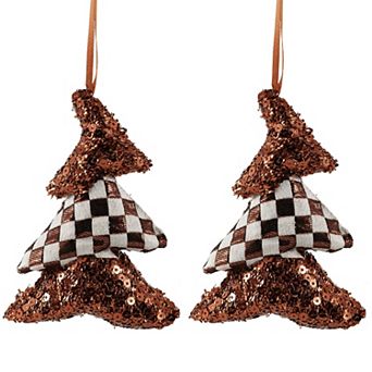 Northlight Sequined & Checkered Christmas Ornaments - 5 in - Set of 2