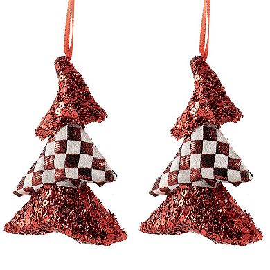 Northlight Sequined & Checkered Christmas Ornaments - 5 Inches - Set of 2
