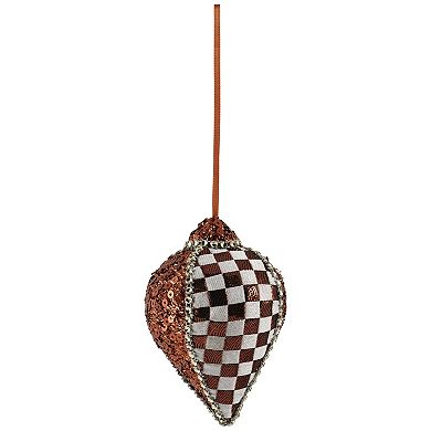 Northlight Sequined & Checkered Teardrop Christmas Ornament Set of 2 - 4.75 Inches