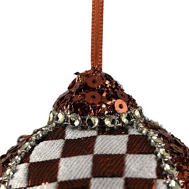 Northlight Sequined & Checkered Teardrop Christmas Ornament Set of 2 - 4.75 Inches