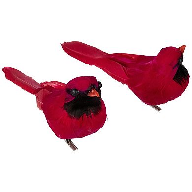 Northlight Cardinal Birds Clip-On Christmas Ornaments - 6 Inches - Set of 2