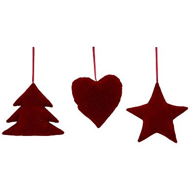 Northlight Plaid Heart Tree & Star Christmas Ornament Set - 5 Inches - 3-pk.