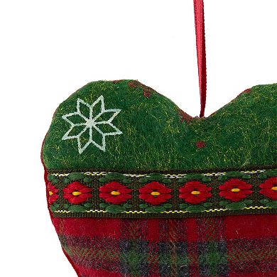Northlight Plaid Heart Tree & Star Christmas Ornament Set - 5 Inches - 3-pk.