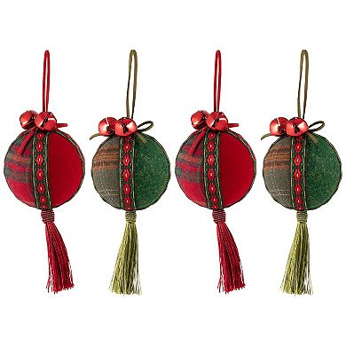 Northlight Jingle Bell Plaid Christmas Ornament Set of 4 2.75-Inch