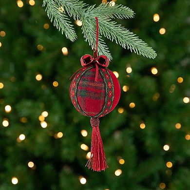 Northlight Jingle Bell Plaid Christmas Ornament Set of 4 2.75-Inch