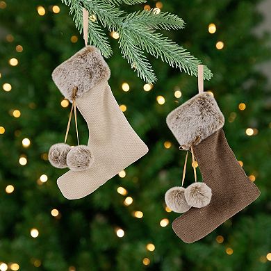 Northlight Plush Stockings Christmas Ornament Set of 2 - 7.5 Inches