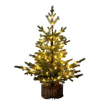 nearly natural 3-ft. Pre-Lit Artificial Christmas Tree in Jute Wire Planter