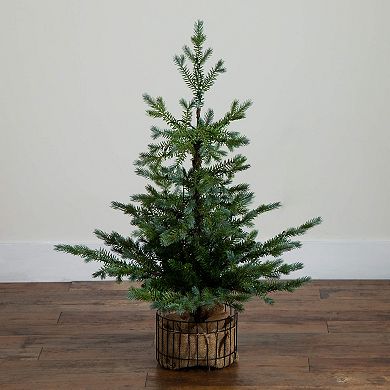 nearly natural 3-ft. Pre-Lit Artificial Christmas Tree in Jute Wire Planter