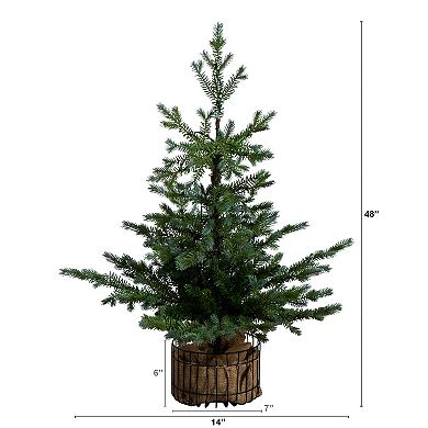 nearly natural 3-ft. Pre-Lit Artificial Christmas Tree in Jute Wire Planter