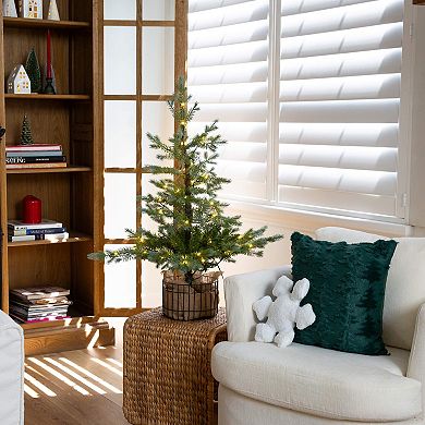 nearly natural 3-ft. Pre-Lit Artificial Christmas Tree in Jute Wire Planter